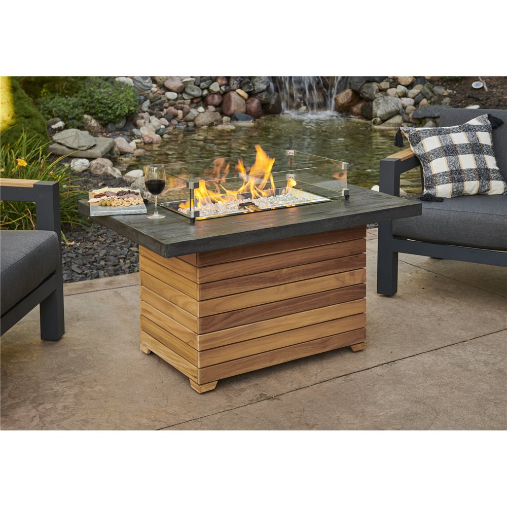Outdoor GreatRoom Darien Rectangular Fire Pit Table with Stone Grey Everblend Top - DAR-1224-EBG-K - image 2