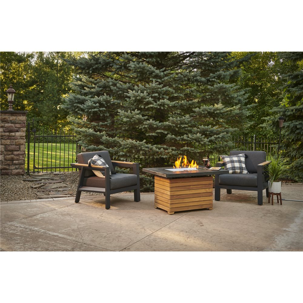 Outdoor GreatRoom Darien Rectangular Fire Pit Table with Stone Grey Everblend Top - DAR-1224-EBG-K