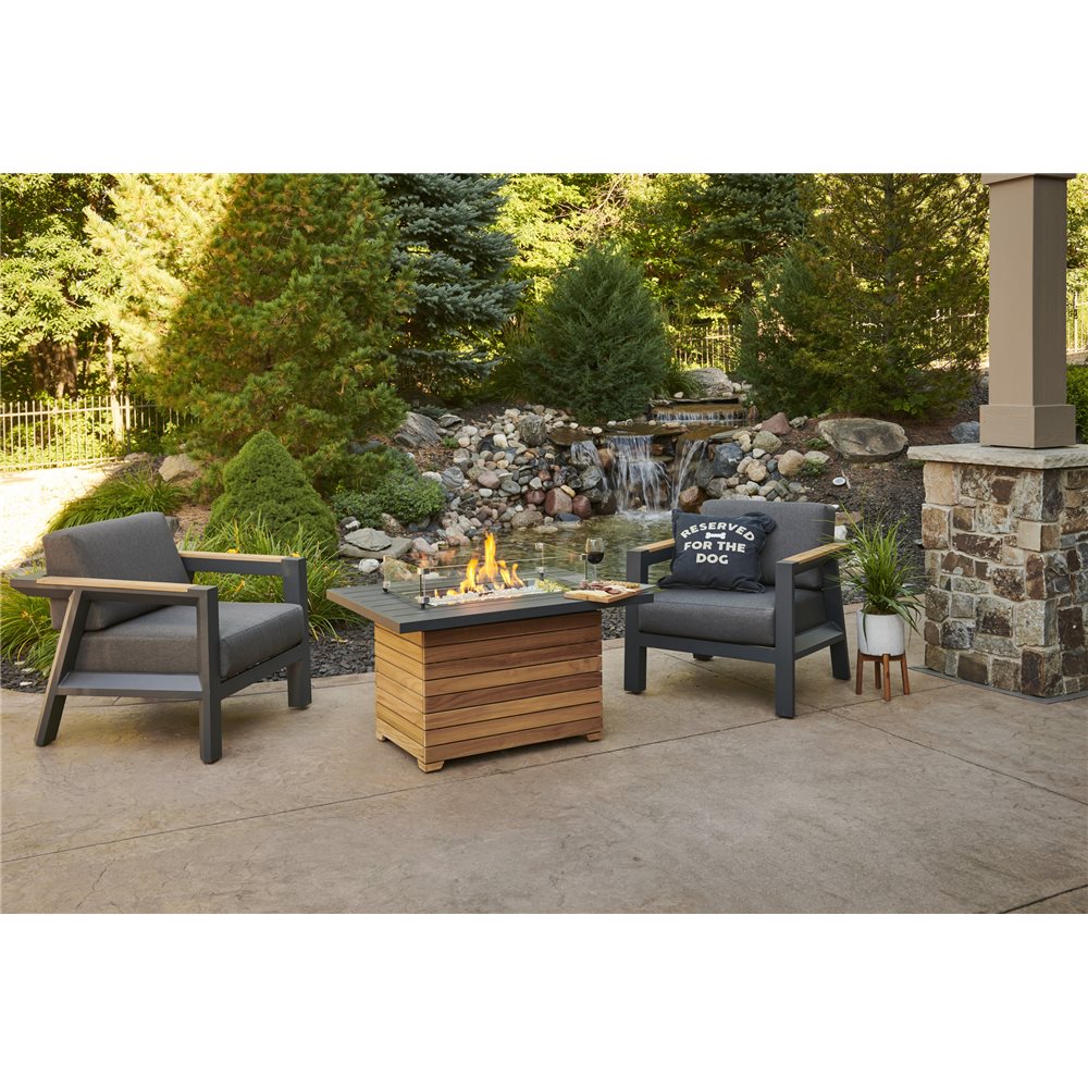 Outdoor GreatRoom Darien Rectangular Fire Pit Table with Aluminum Top - DAR-1224-K - image 2