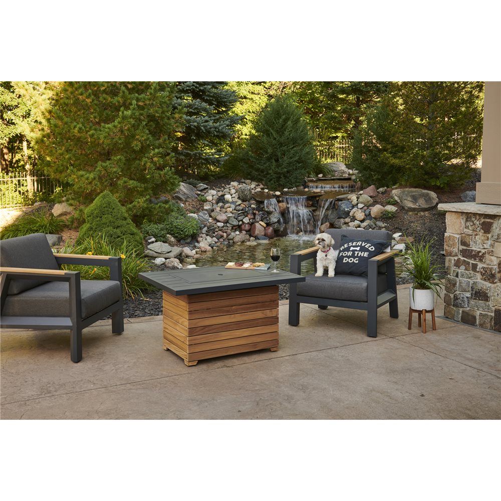 Outdoor GreatRoom Darien Rectangular Fire Pit Table with Aluminum Top - DAR-1224-K