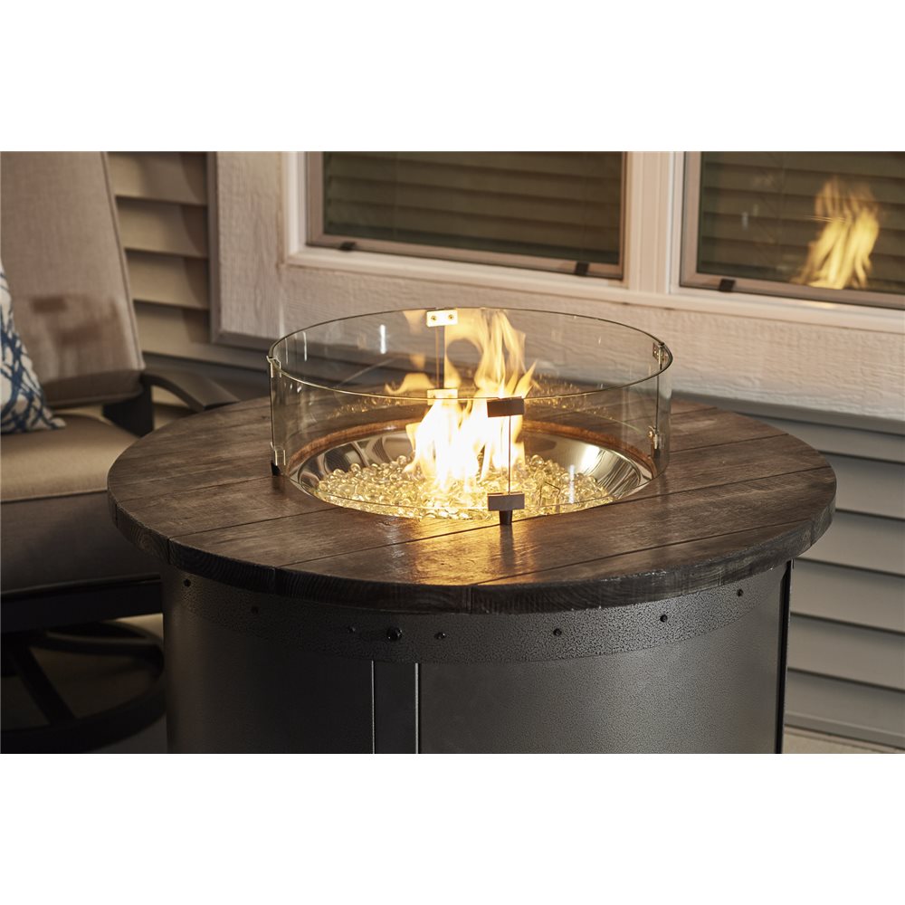 Outdoor GreatRoom Edison Round Gas Fire Pit Table with Weathered Grey Barnwood Top - ED-20 - image 2