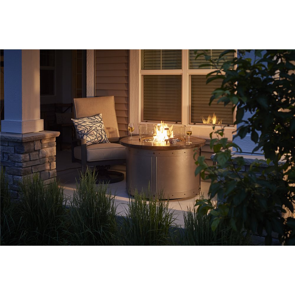 Outdoor GreatRoom Edison Round Gas Fire Pit Table with Weathered Grey Barnwood Top - ED-20 - image 4