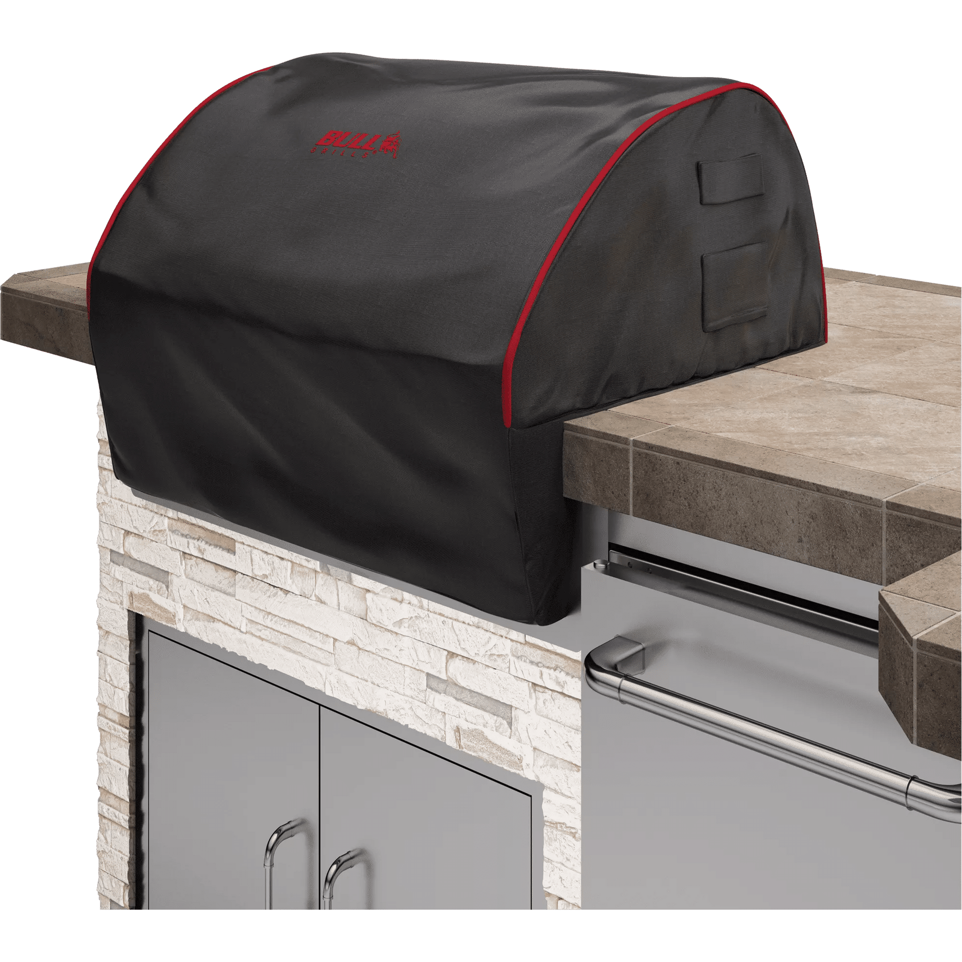 Bull Grill Cart Cover 7 Burner Bull Premium Cover/Black Red Piping & Stitched Logo, Box - 72014