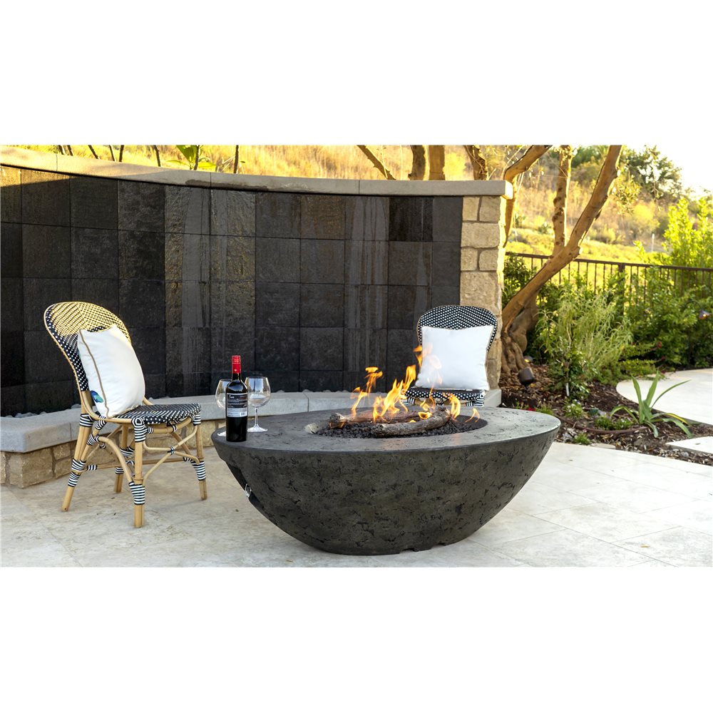 American Fyre Designs Calais Oval Natural Gas Fire Table in Dark Basalt - 759-DB-11-M4NC