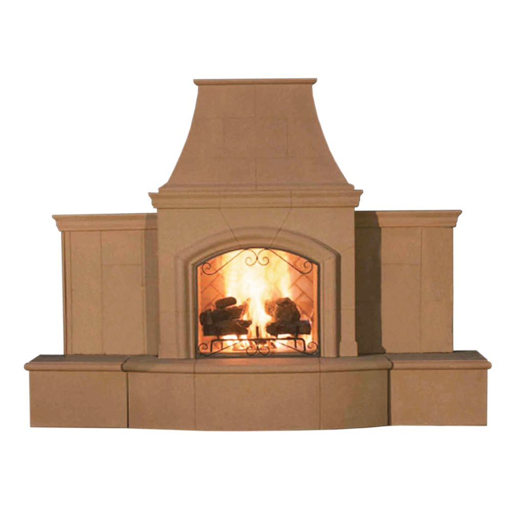 American Fyre Designs Grand Phoenix Outdoor Fireplace with Standard Chimney, Natural Gas, Cafe Blanco - 818-05-N-CB-LBC - image 2
