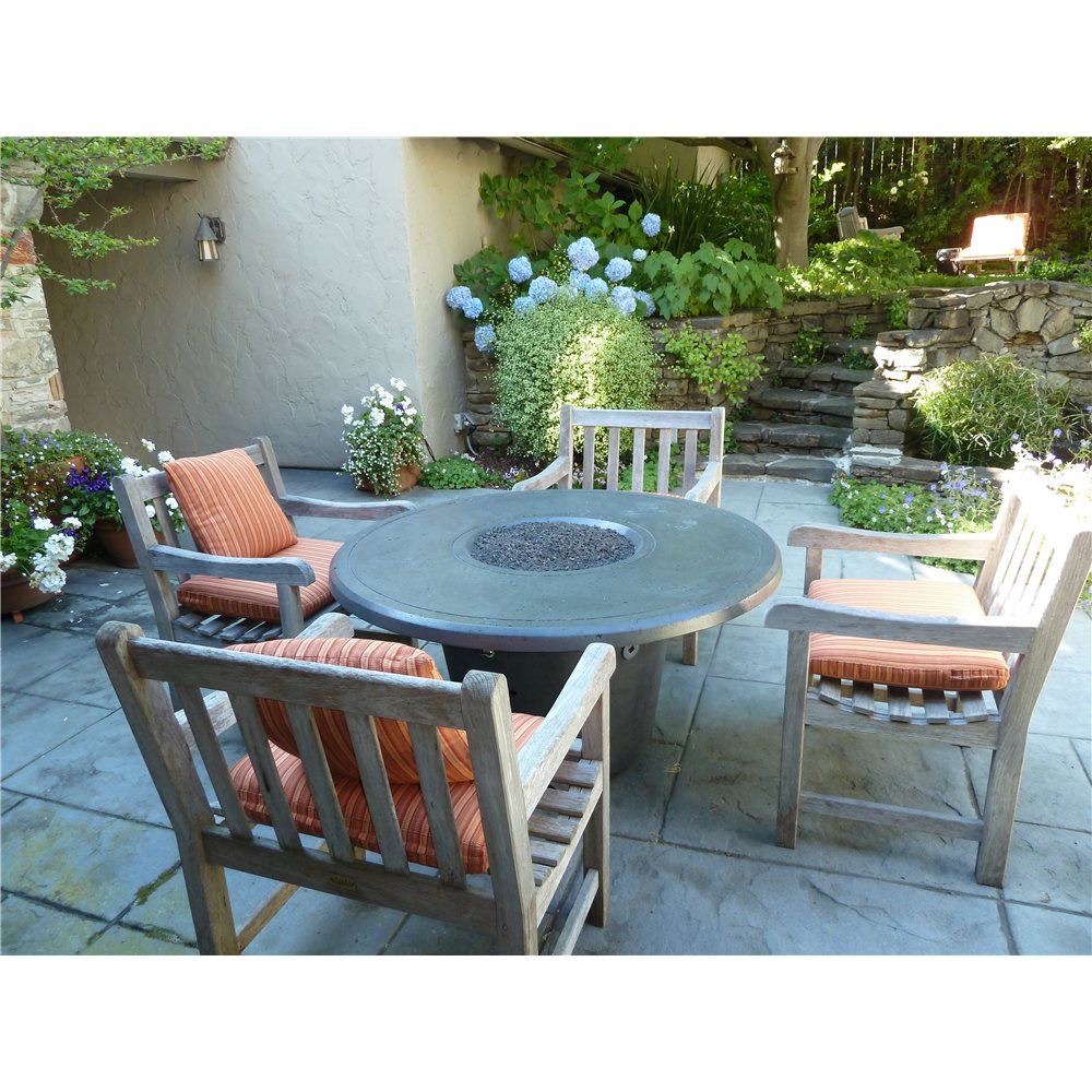 American Fyre Designs Cosmopolitan Round Propane Fire Table in Light Basalt - 645-LB-11-M2PC