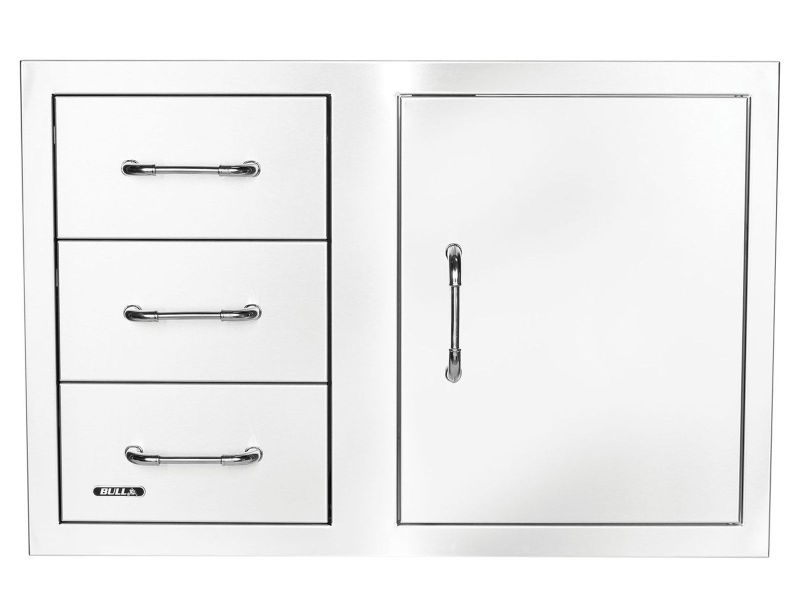 Bull 30-Inch Stainless Steel 3 Drawer Door Combo with Reveal - 25900 - Front View