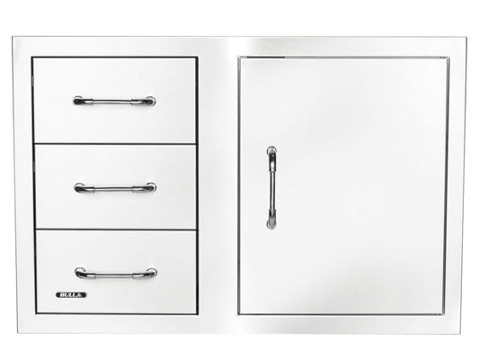 Bull 30-Inch Stainless Steel 3 Drawer Door Combo with Reveal - 25900 - Front View