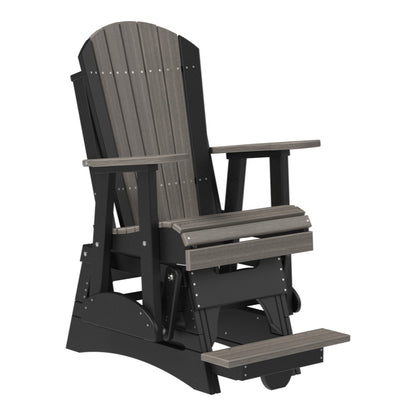 LuxCraft 2′ Adirondack Balcony Glider Chair - 2APBAG - Coastal Gray / Black