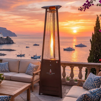 Lava Heat Lava lite KD Triangle Flame Tower Heater 92.5-inch 56 K BTU Electronic Ignition Heritage Bronze Liquid Propane - AL8MPBK - Sea View