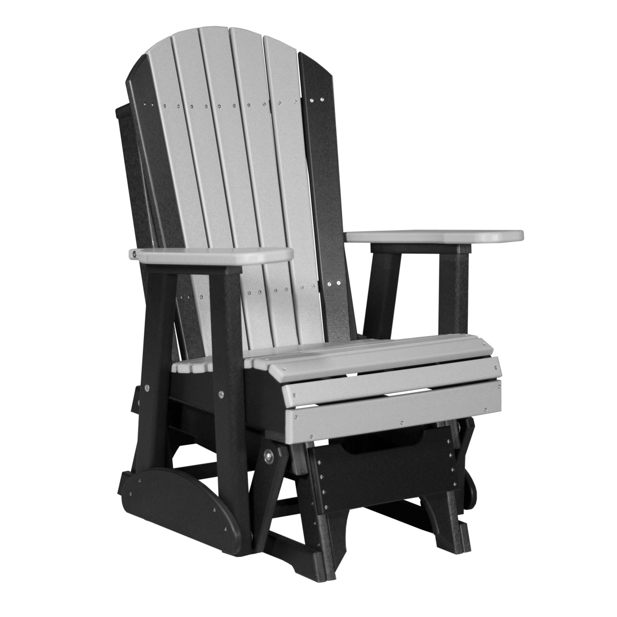 LuxCraft 2′ Adirondack Glider Chair - 2APG - Dove Gray / Black