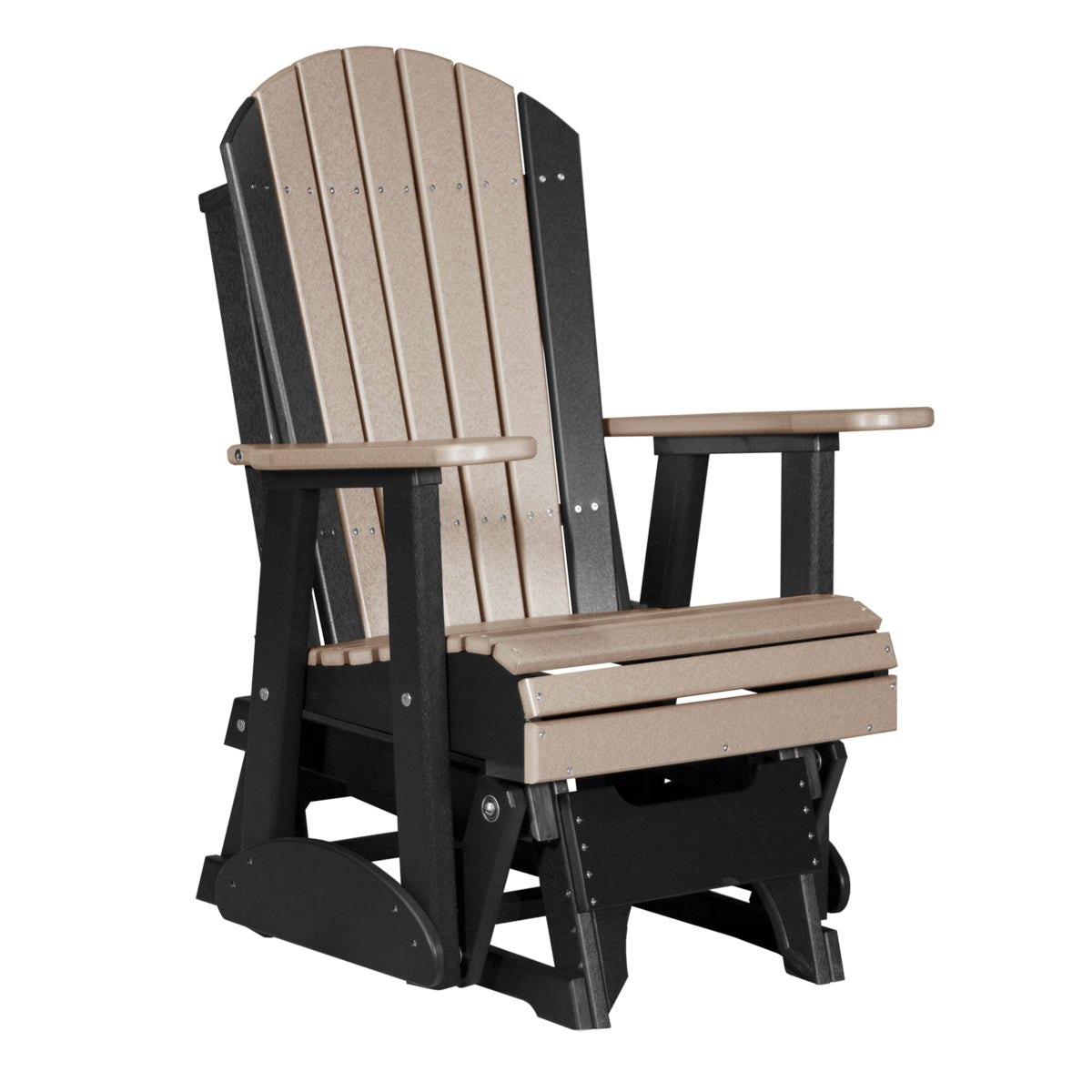 LuxCraft 2′ Adirondack Glider Chair - 2APG - Weatherwood / Black