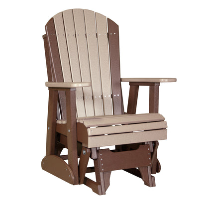 LuxCraft 2′ Adirondack Glider Chair - 2APG - Weatherwood / Chestnut Brown