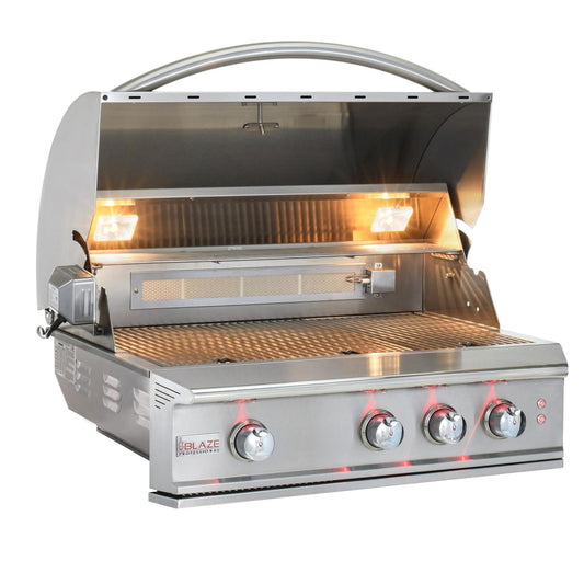 Blaze BLZ-3PRO-LP Professional LUX 34-Inch 3-Burner Built-In Gas Grill With Rear Infrared Burner - Open View