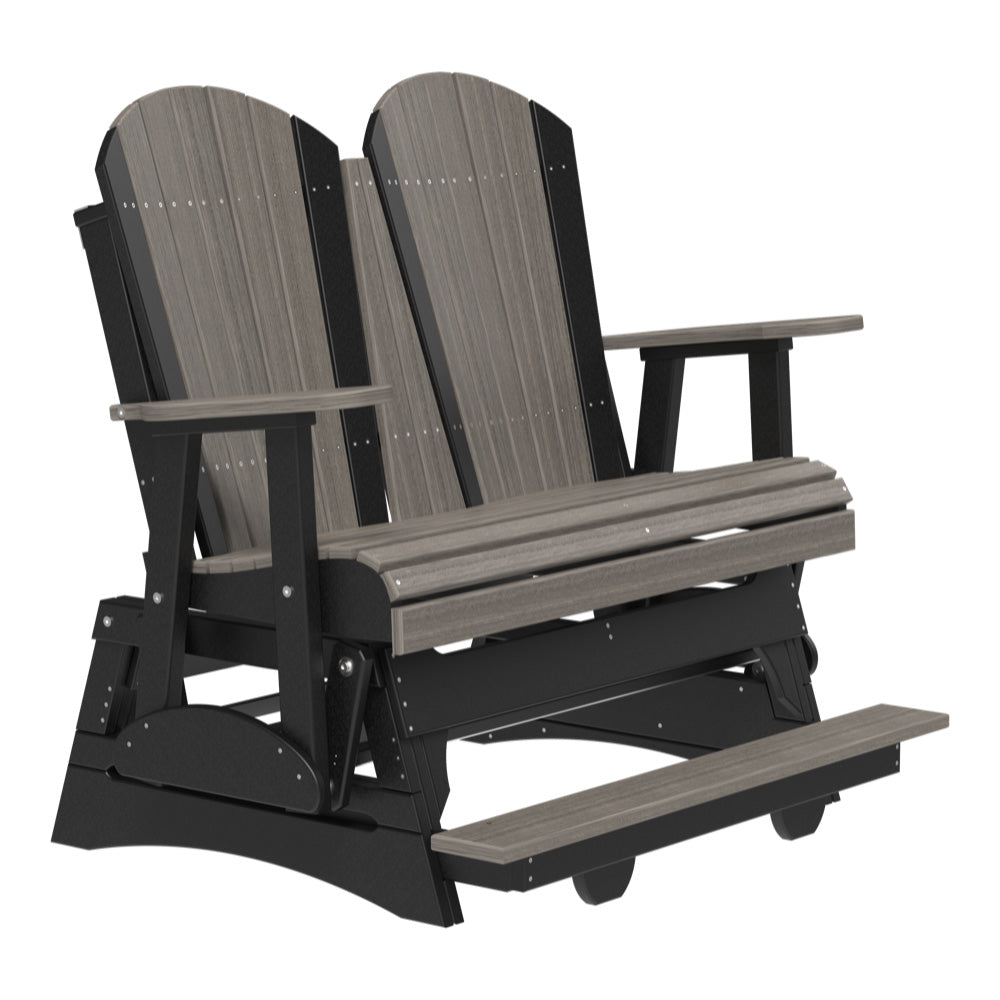 LuxCraft 4′ Adirondack Balcony Glider - 4APBAG - Coastal Gray / Black