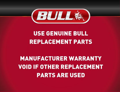 Bull Rotisserie 38" Kit - 56000 - Bull Replacement Parts Warranty Notice on Red Background.