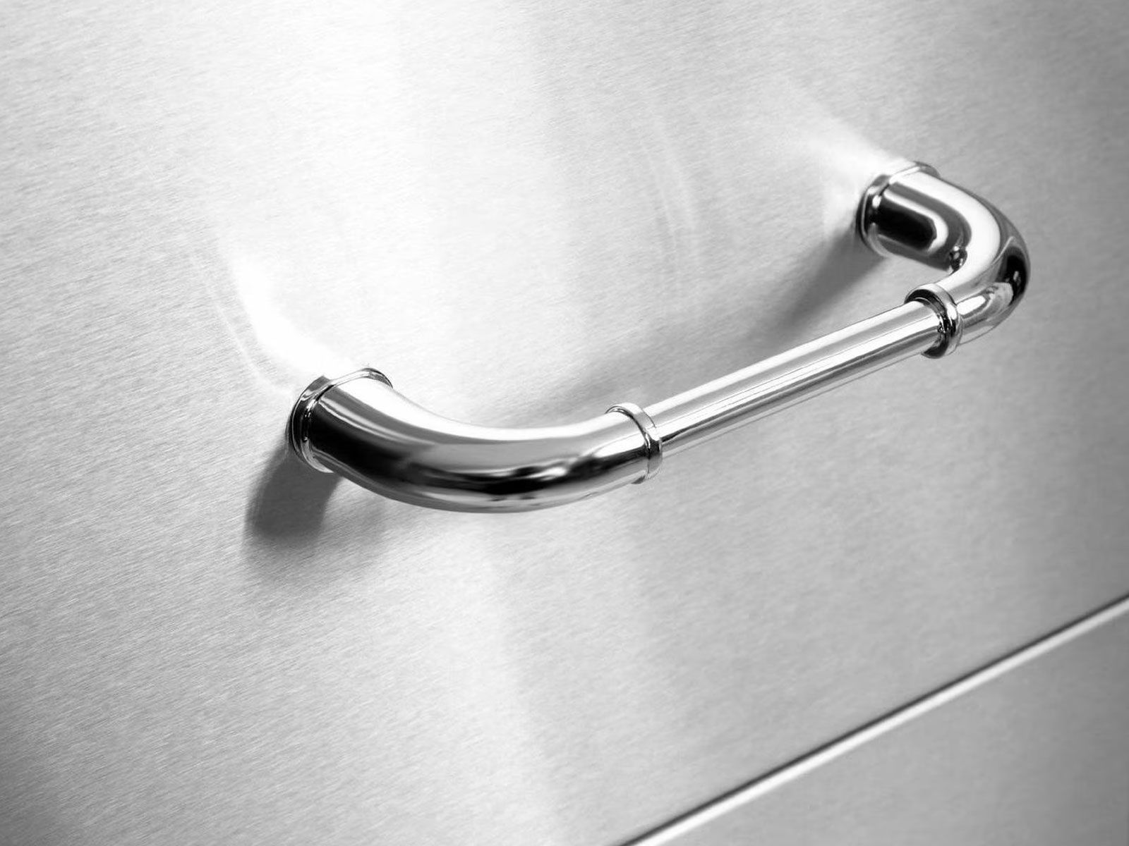 Bull 15-Inch Stainless Steel Double Access Drawer with Reveal - 56990 - Handle Detail