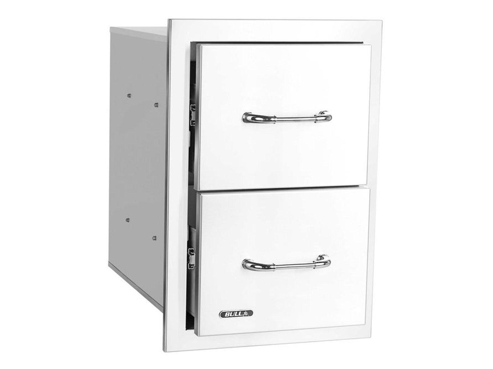 Bull 15-Inch Stainless Steel Double Access Drawer with Reveal - 56990 - Drawer Open