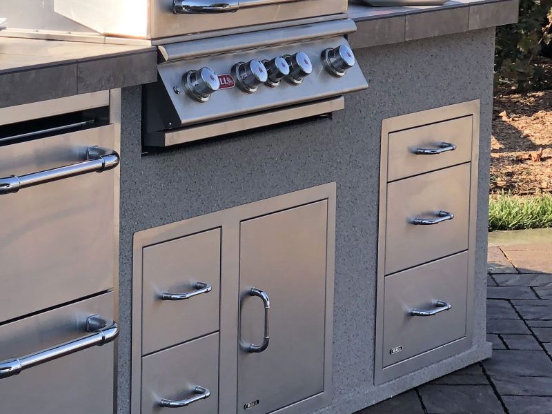 Bull 21-Inch Stainless Steel Triple Access Drawer with Reveal - 58120 - Installed