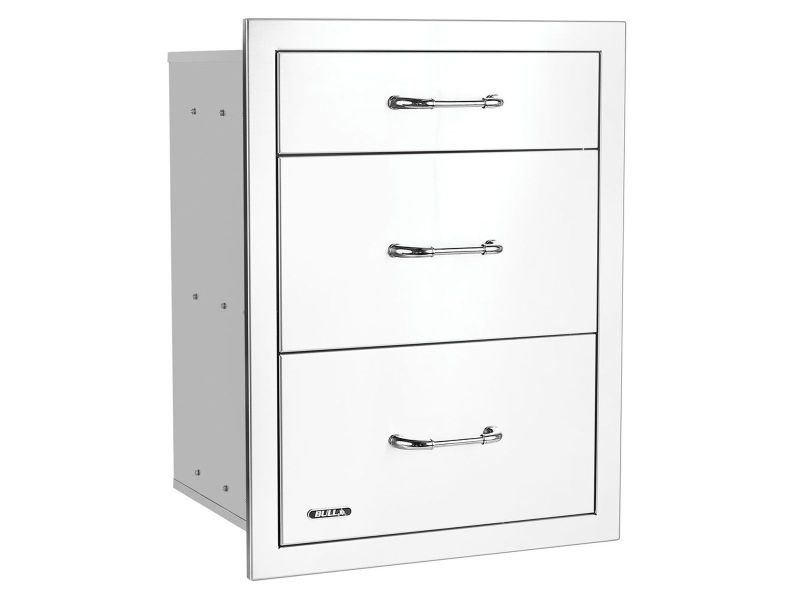 Bull 21-Inch Stainless Steel Triple Access Drawer with Reveal - 58120 - Angled View