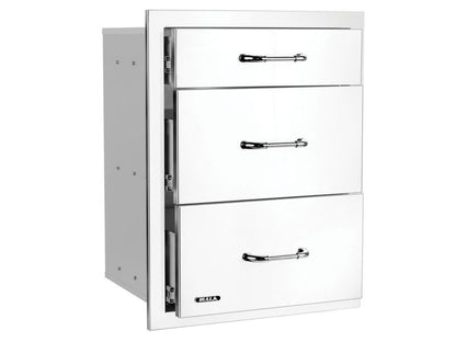 Bull 21-Inch Stainless Steel Triple Access Drawer with Reveal - 58120 - Drawers Open