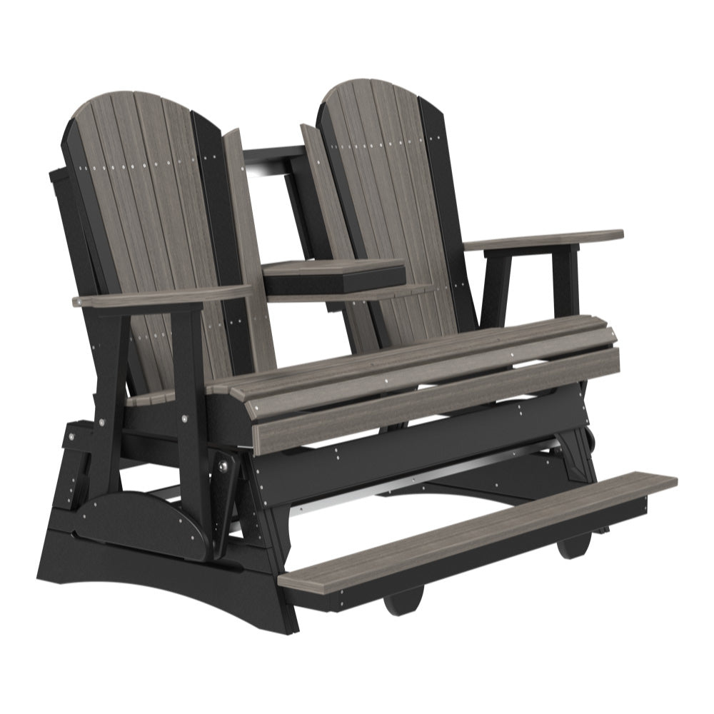 LuxCraft 5′ Adirondack Balcony Glider - 5APBAG - Coastal Gray / Black