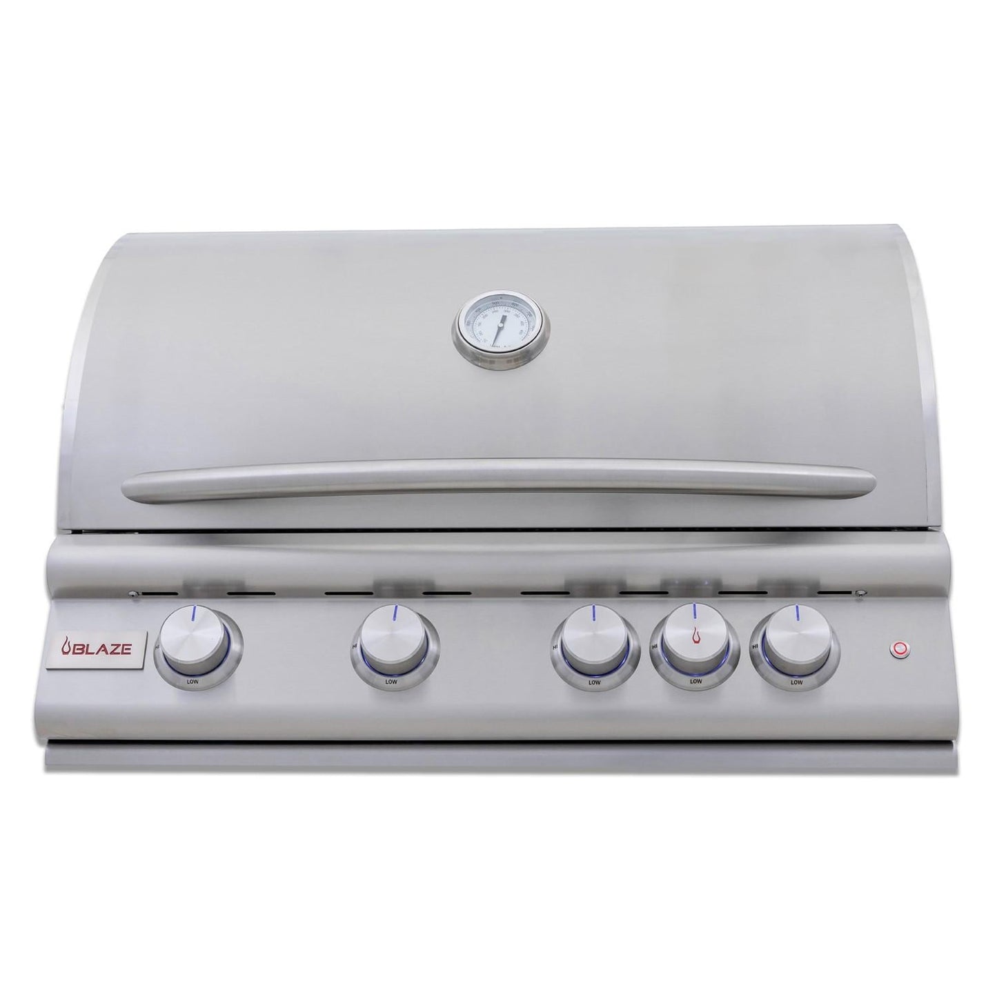 Blaze BLZ-4LTE3- Premium LTE+ 32-Inch 4-Burner Grill With Rear Infrared Burner & Lift-Assist Hood - Front View - Closed - White Background