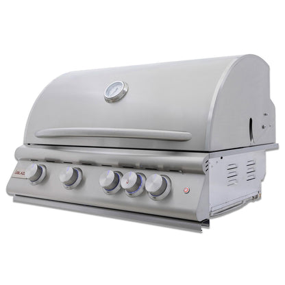 Blaze BLZ-4LTE3-LP Premium LTE+ 32-Inch 4-Burner Built-In Propane Grill With Rear Infrared Burner & Lift-Assist Hood - Angled View - Closed - White Background