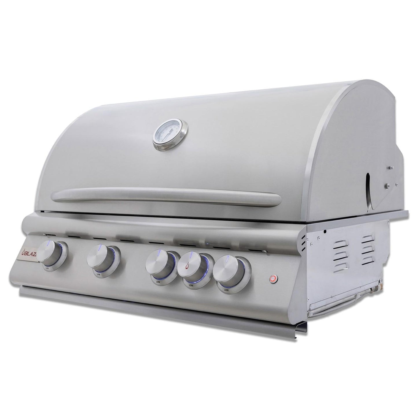 Blaze BLZ-4LTE3- Premium LTE+ 32-Inch 4-Burner Grill With Rear Infrared Burner & Lift-Assist Hood - Angled View - Closed - White Background