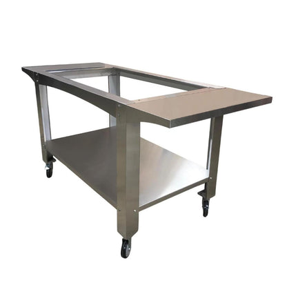 WPPO Stainless Steel Cart for Karma 55-in Wood Fired Pizza Oven - WKCT-4S - Angled View - White Background