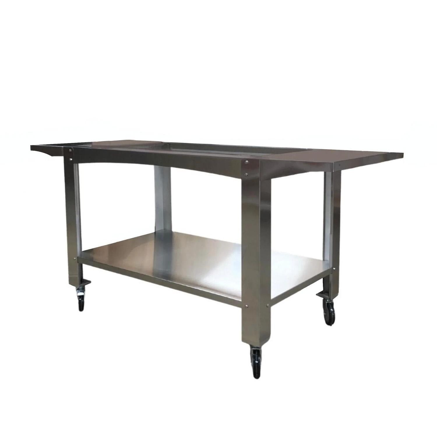 WPPO Stainless Steel Cart for Karma 55-in Wood Fired Pizza Oven - WKCT-4S - Side View - White Background