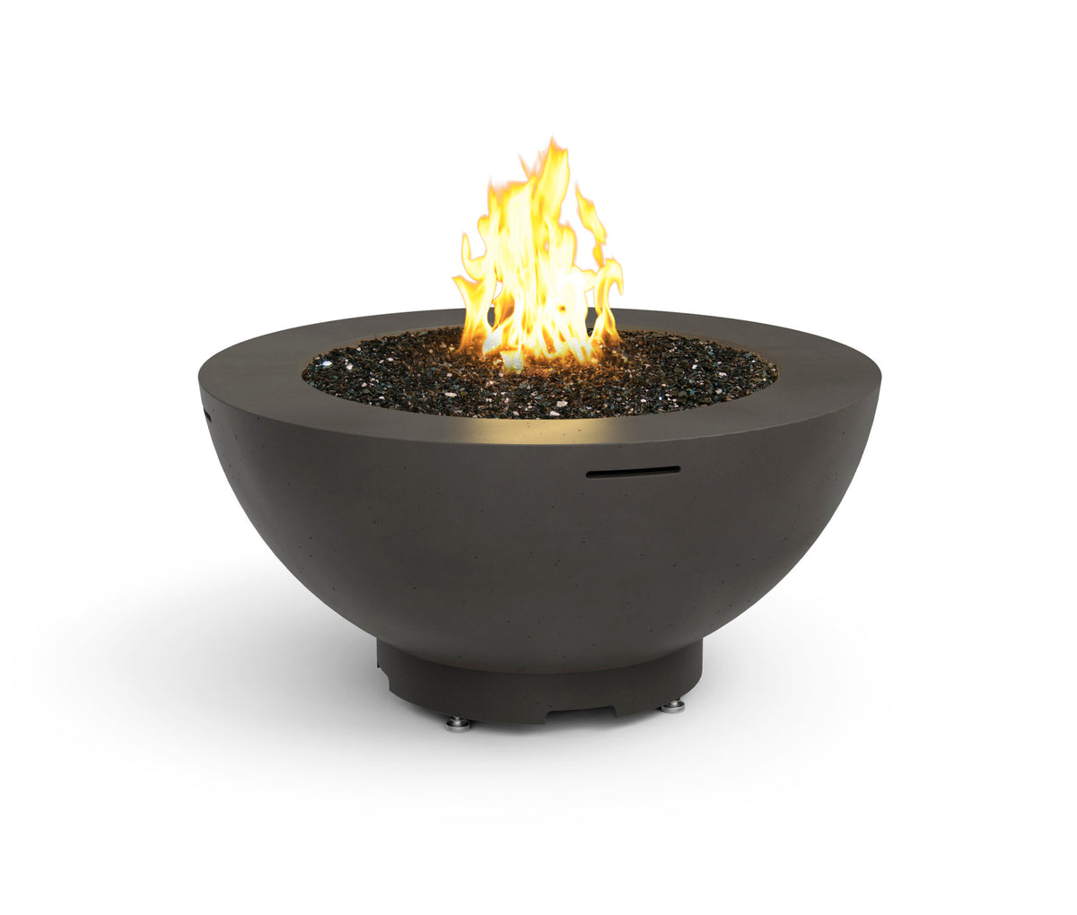 American Fyre Designs 48-Inch Round Propane Fire Bowl with Fyre Starter Ignition in Black Lava - 731-BA-11-H6PC