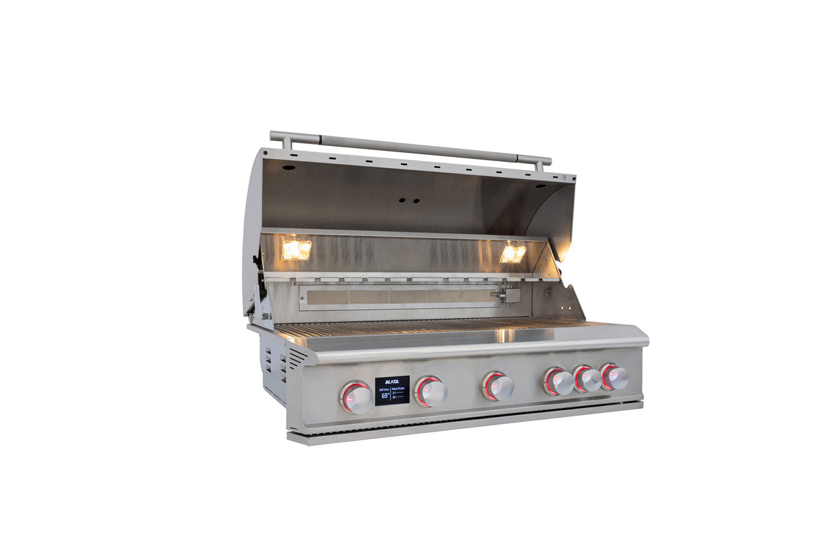 Blaze LTE PRO 40-Inch 5-Burner Built-In Gas Grill W/ Digital Temperature Screen & Rotisserie - BLZ-5LTEPRO