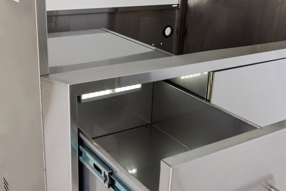 Blaze 39-Inch Access Door & Triple Drawer Combo with LED Lighting - Interior LED Detail