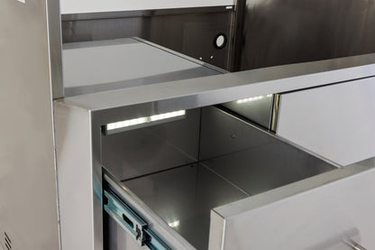 Blaze 39-Inch Access Door & Triple Drawer Combo with LED Lighting - Interior LED Detail