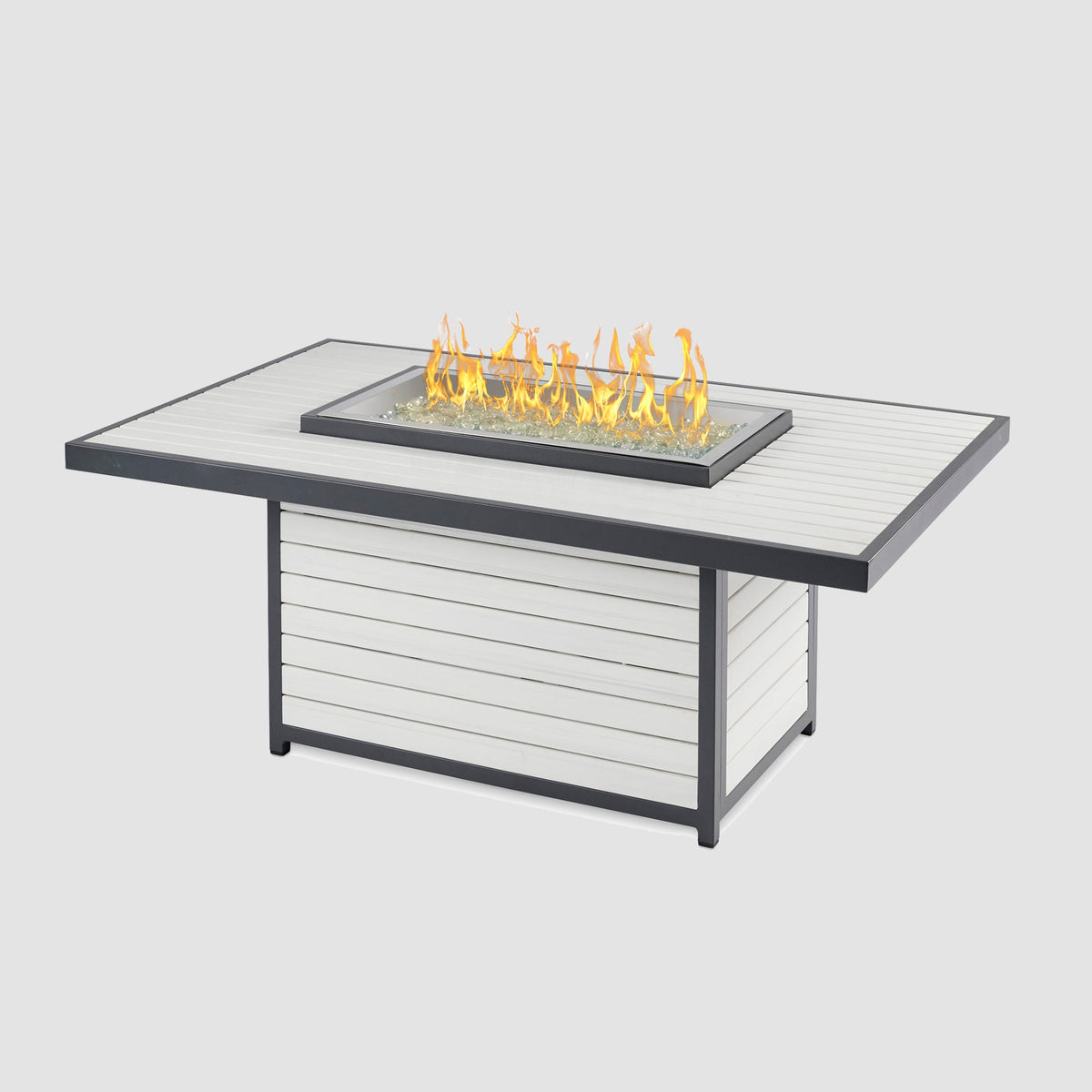 Outdoor GreatRoom Brooks Rectangular Gas Fire Pit Table in White - BRK-1224-19-W-K