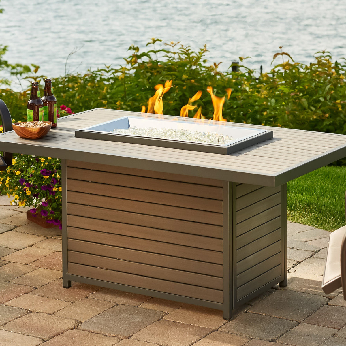 Outdoor GreatRoom Brooks Rectangular Gas Fire Pit Table in White - BRK-1224-19-W-K - image 7