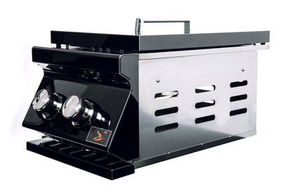 Bonfire Stainless Steel built-in side burner for outdoor kitchen Black Series - CBAPDSB-B - Angled View