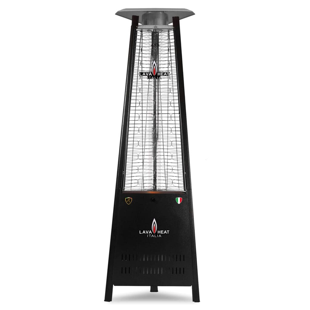 Lava Heat Capri Triangle Flame Tower Heater 72.5-inch 42 K BTU Electronic Ignition Hammered Black Liquid Propane - AL6MPBL - White Background