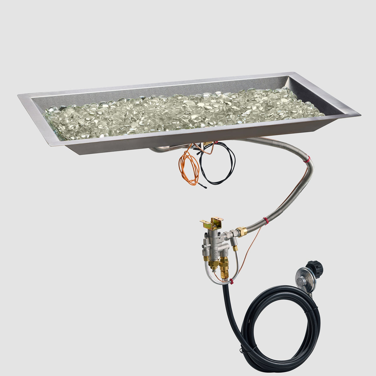 Outdoor GreatRoom Crystal Fire Plus 12 x 96-Inch Linear Stainless Steel Gas Burner - CFP1296