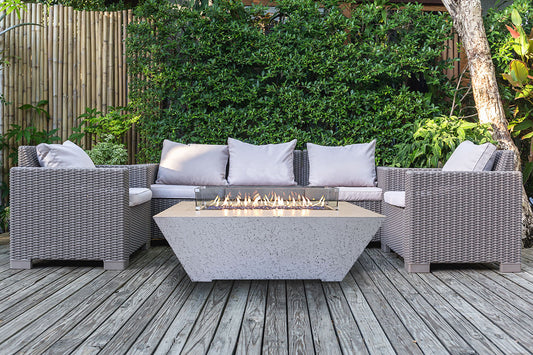Grand Canyon Olympus 72 x 30-Inch Rectangular Propane Fire Pit Table, 24-Inch Tall, in White - ORECFT-723024-WHT-P