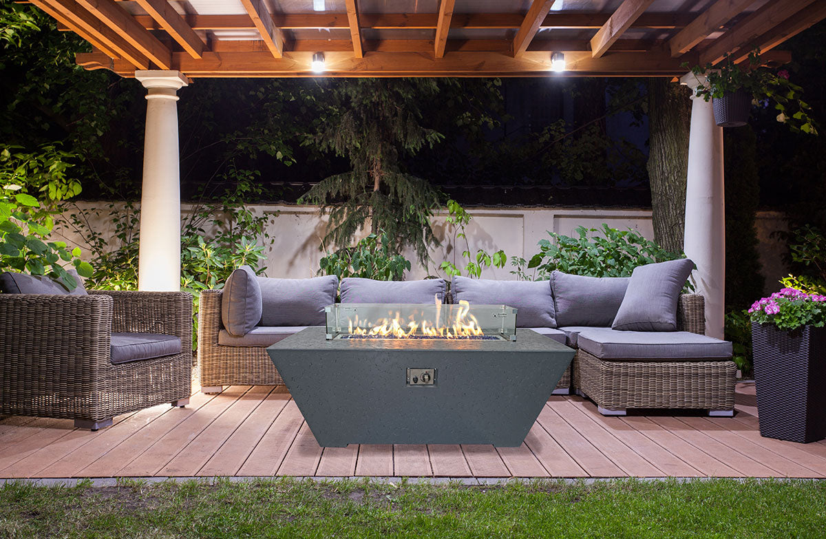 Grand Canyon Olympus 72 x 30-Inch Rectangular Propane Fire Pit Table, 24-Inch Tall, in Black - ORECFT-723024-BLK-P