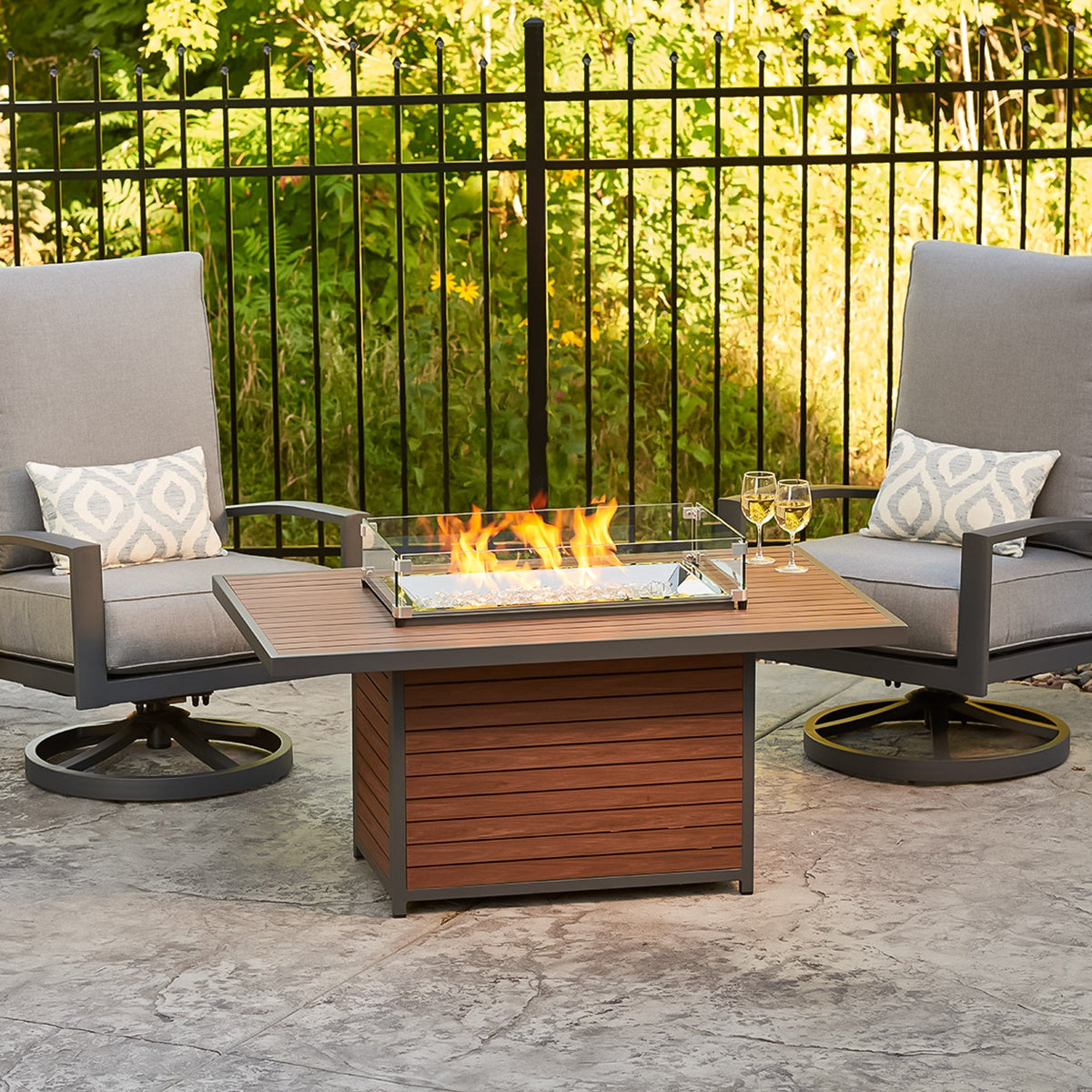 Outdoor GreatRoom Brooks Rectangular Gas Fire Pit Table in White - BRK-1224-19-W-K - image 2