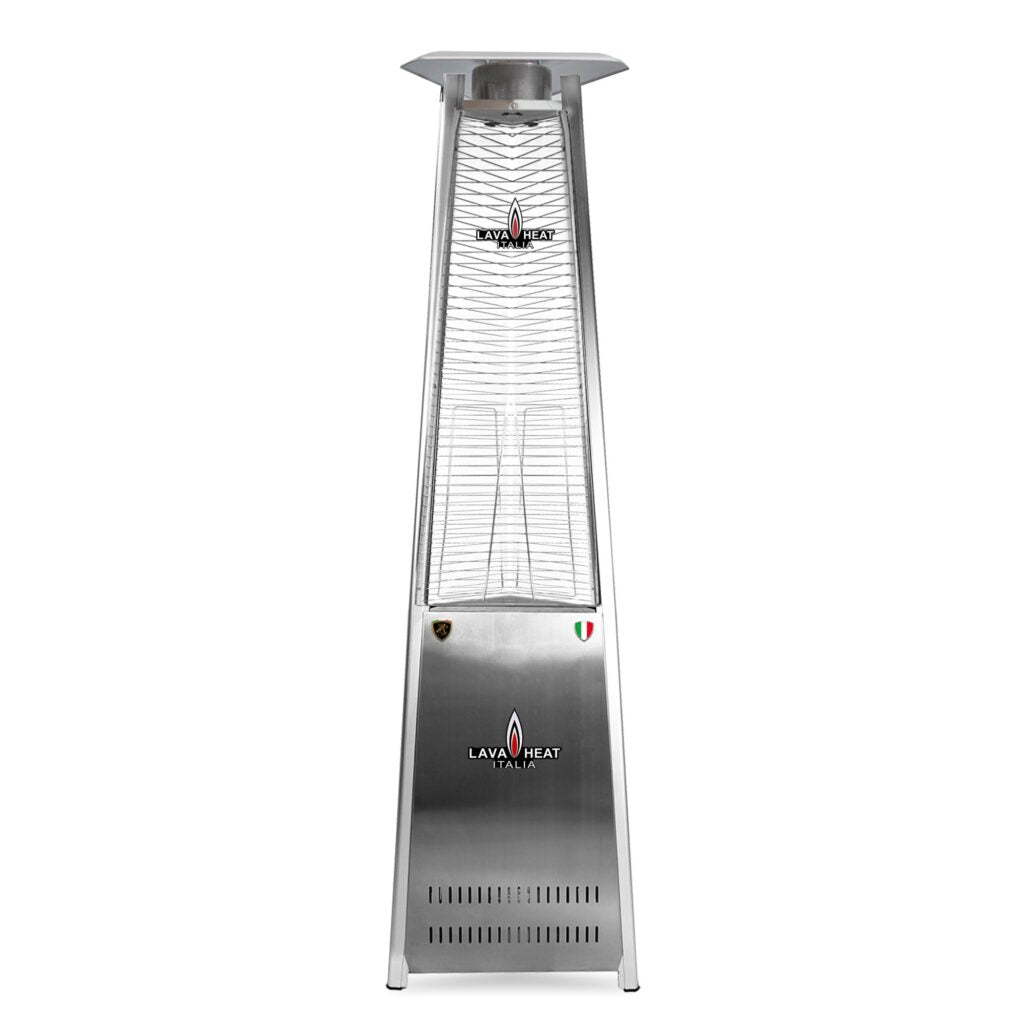 Lava Heat Lava lite Triangle Flame Tower Heater 92.5" 56 K BTU Electronic Ignition Stainless Steel Liquid Propane - AL8MPS - White Background