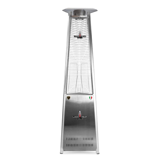 Lava Heat Lava lite KD Triangle Flame Tower Heater 92.5-inch 56 K BTU Electronic Ignition Stainless Steel Natural Gas - AL8MGSK - White Background