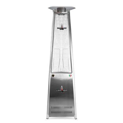 Lava Heat Lava lite KD Triangle Flame Tower Heater 92.5-inch 56 K BTU Electronic Ignition Stainless Steel Liquid Propane - AL8MPSK - White Background