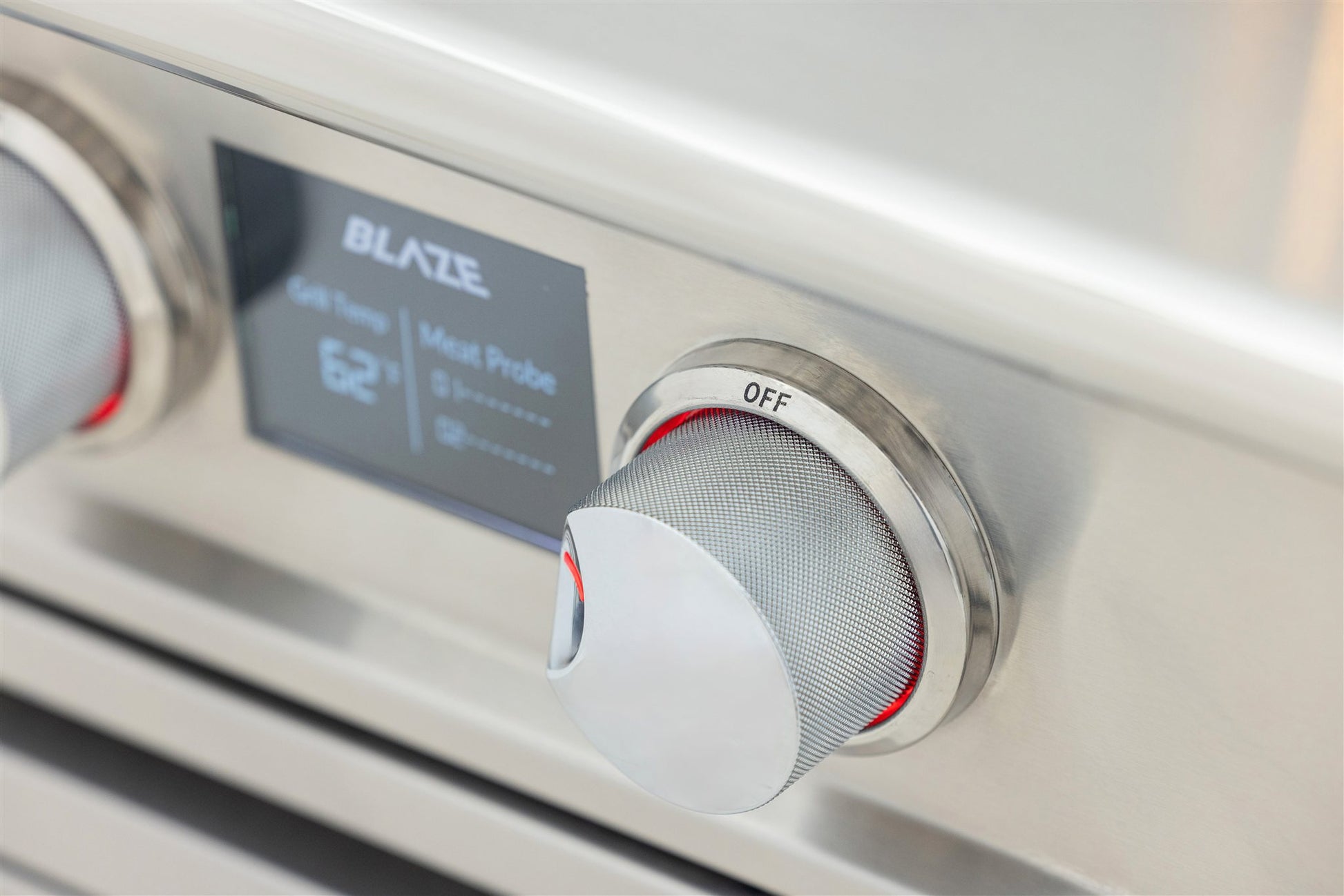 Blaze LTE PRO 40-Inch 5-Burner Built-In Gas Grill - BLZ-5LTEPRO - Red Knob and Control Panel Detail - Detail