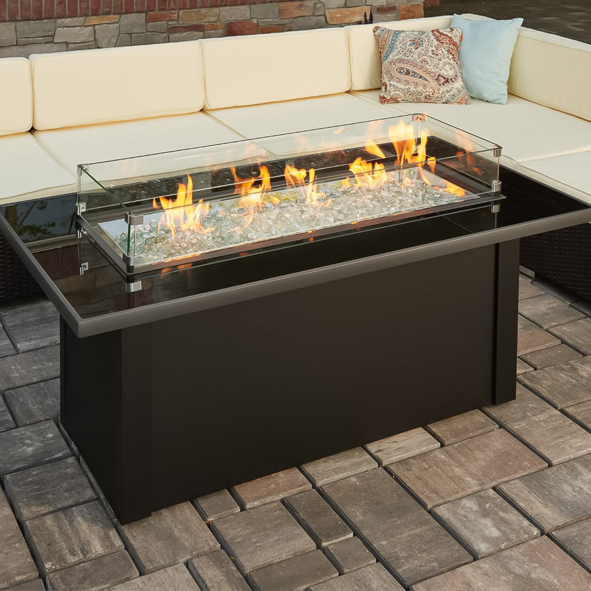 Outdoor GreatRoom Monte Carlo Linear Fire Pit Table in Black - MCR-1242-BLK-K - image 7