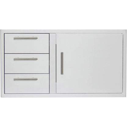 Blaze 39-Inch Stainless Steel Access Door & Triple Drawer Combo with LED Lighting & Soft Close - BLZ-DDC-39-R-LTSC