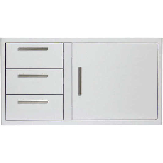 Blaze 39-Inch Stainless Steel Access Door & Triple Drawer Combo with LED Lighting & Soft Close - BLZ-DDC-39-R-LTSC